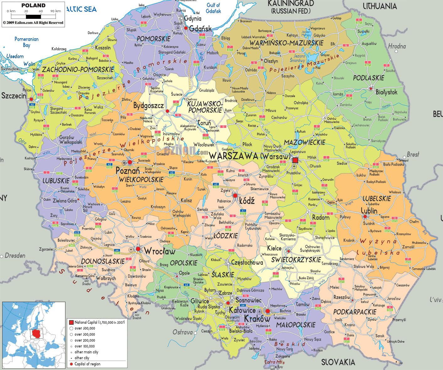 karta japana sa gradovima Karta Poljske s gradovima   karta Poljske sa gradovima (Istočna  karta japana sa gradovima